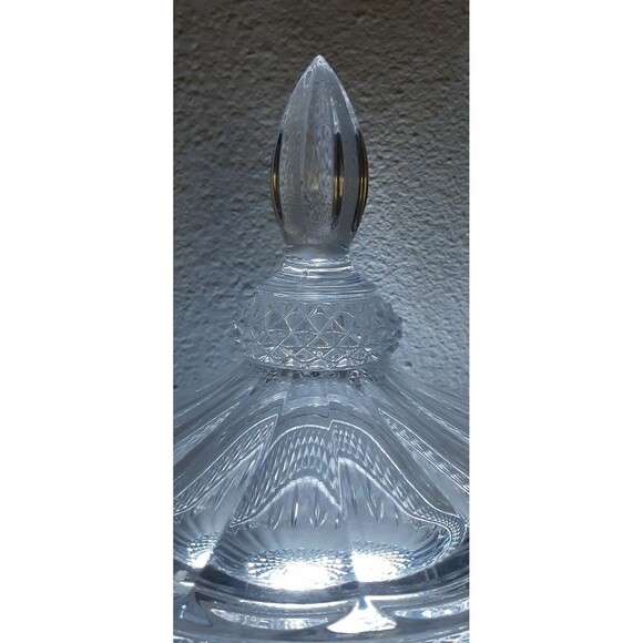 Vintage Tall Lidded Lead Crystal Pedestal Candy Dish w/ Cordless Citrine Lights - Picture 8 of 11
